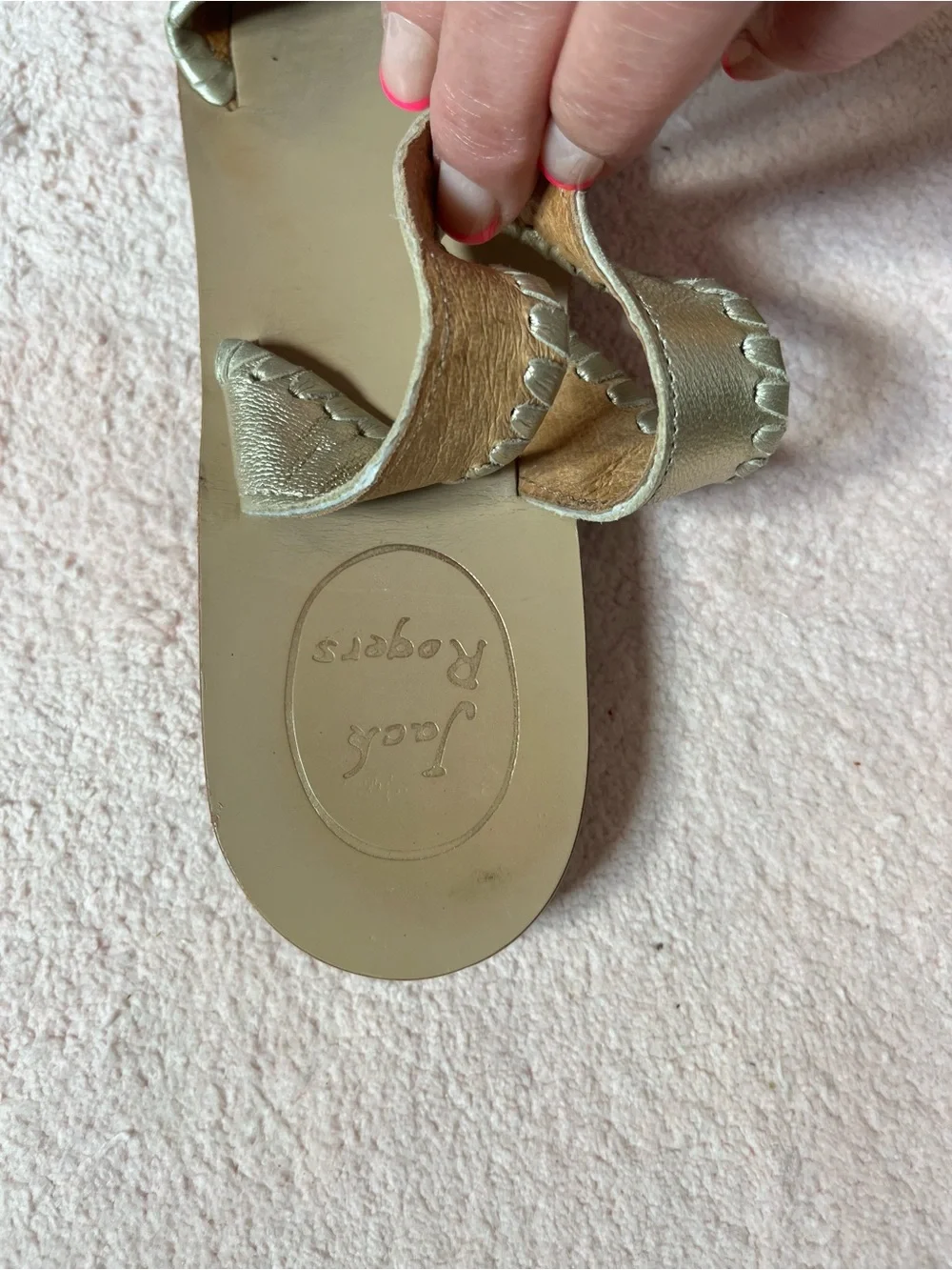 Jack Rogers Platinum Leather Slingback Sandals size 6